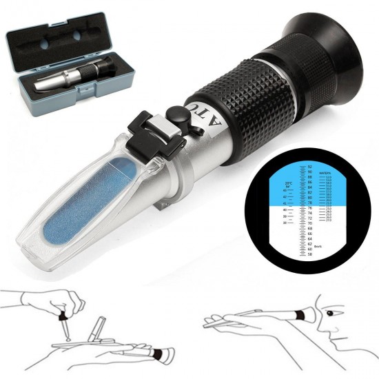 58-90% Portable Baume Honey Sugar Brix Refractometer Hand-Held Tester Hard Case