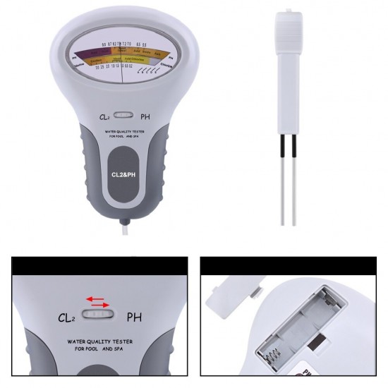 CL2 & PH Tester Portable Residual Chlorine Detector Water Quality Analyzer for Drinking Water Spa Swimming Pool Aquarium CL2 & PH Tester Portable Residual Chlorine Detector Water Quality Analyzer for Drinking Water Spa Swimming Pool Aquarium