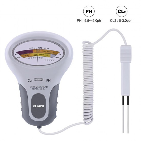 CL2 & PH Tester Portable Residual Chlorine Detector Water Quality Analyzer for Drinking Water Spa Swimming Pool Aquarium CL2 & PH Tester Portable Residual Chlorine Detector Water Quality Analyzer for Drinking Water Spa Swimming Pool Aquarium