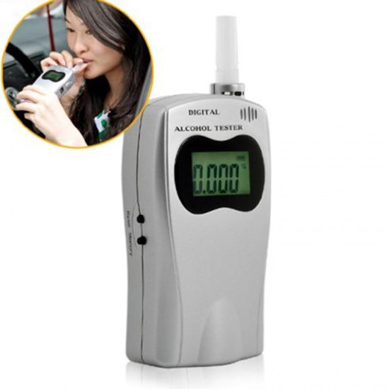 Digital Breath Alcohol Tester 5 Mouthpieces Breathalyzer With LCD Screen Professional Alcohol Detector Powered By USB Charger Drunk Driving Measurement Tool