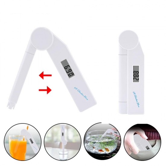 Digital PH Meter Folding with 0-14 PH Measurement Range for Household Drinking, Pool and Aquarium Fruits and Vegetables