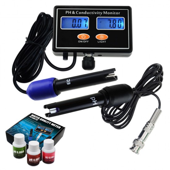 Digital PH & EC Conductivity Monitor Meter Tester ATC Water Quality Real-time Continuous Monitoring Detector