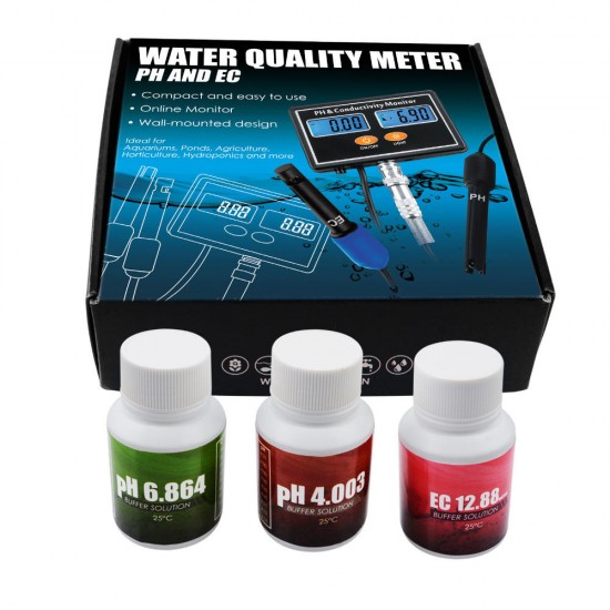 Digital PH & EC Conductivity Monitor Meter Tester ATC Water Quality Real-time Continuous Monitoring Detector