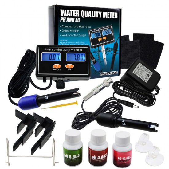 Digital PH & EC Conductivity Monitor Meter Tester ATC Water Quality Real-time Continuous Monitoring Detector