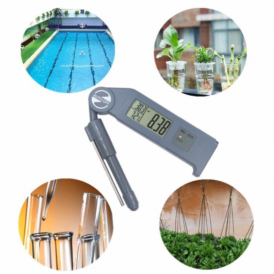 PH-010 Folding LCD Digital PH Meter Humidity PH Analyzer Water Quality Tester for Aquarium Pools Hydroponics