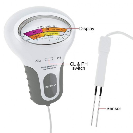 Portable Digital 2 In 1 Water Quality PH And Chlorine Level CL2 Tester Meter For Swimming Pool Spa Drinking Water Quality Analys Portable Digital 2 In 1 Water Quality PH And Chlorine Level CL2 Tester Meter For Swimming Pool Spa Drinking Water Quality Analys