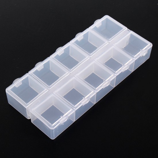 10 Grids Transparent Storage Box Parts Components Container Assortment Organizer