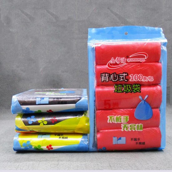 10 Rolls Points Off Trash Bag Garbage Bags Portable Vest Type Strong Bags for Kitchen Bathroom Office
