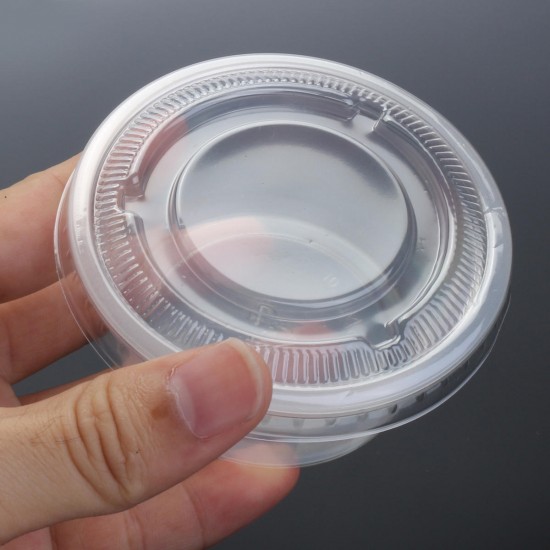 100Pcs 150mL Clear Plastic Disposable Soup Food Sauce Cups Take Out Container with Lid