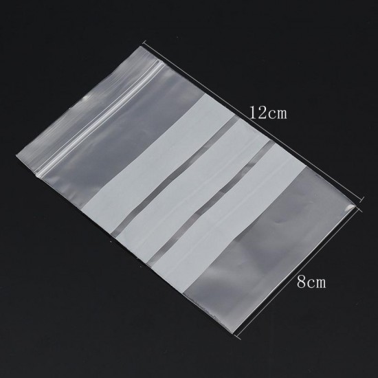 100Pcs 8x12cm Reclosable Ziplock Bag with Writing Panels PE Self Adhesive Seal Ring Bags