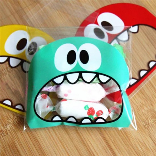 100Pcs Cute Big Teech Mouth Monster Plastic Self Sealing Bag Wedding Birthday Cookie Candy Gift Packing Bags 100Pcs Cute Big Teech Mouth Monster Plastic Self Sealing Bag Wedding Birthday Cookie Candy Gift Packing Bags
