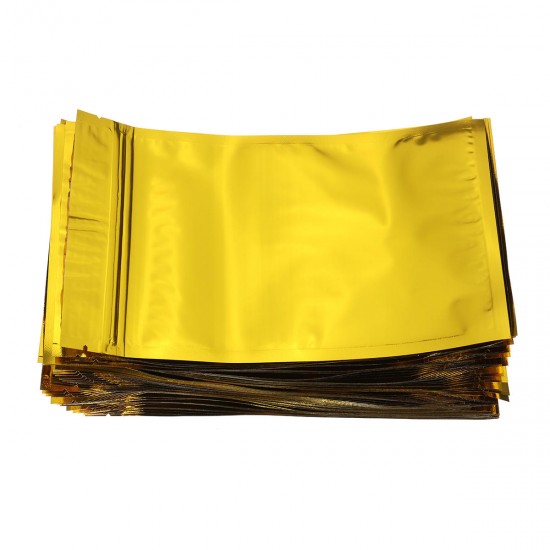 100pcs Gold Aluminum Foil Stand Up Bags Zip Lock Mylar Pouches 12x20cm
