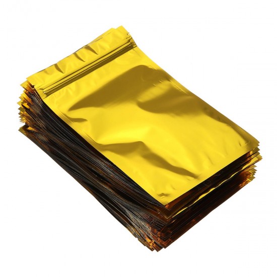 100pcs Gold Aluminum Foil Stand Up Bags Zip Lock Mylar Pouches 12x20cm