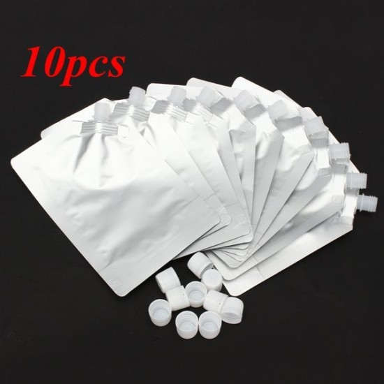 10Pcs 500ml Clear Spout Bag Stand Up Liquid Flask Pouch Bag With Cap