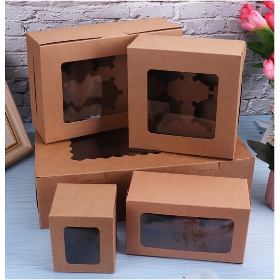 10Pcs Kraft Paper Cake Cup Muffin Box Bakery Cake Container Party Favors