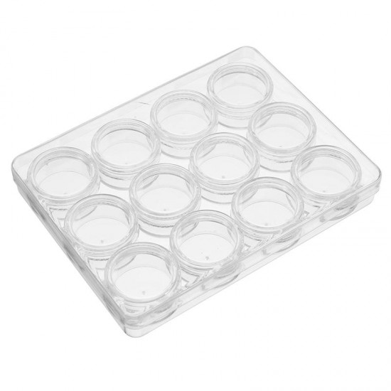 12Pcs Clear Round Plastic Jar Sample Empty Tin Storage Containers with Screw Lid