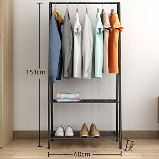 153x60x36cm Clothes Hanger Shoe Organizer Portable Floor Display Racks Garment Stand