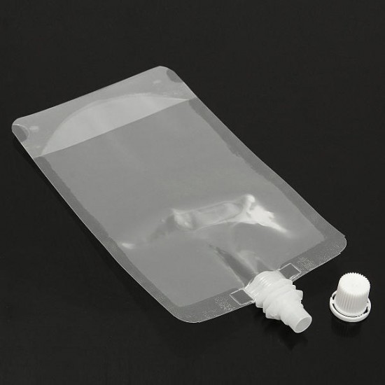 20Pcs Clear Spout Stand Up Liquid Flask Pouch Bag With Cap