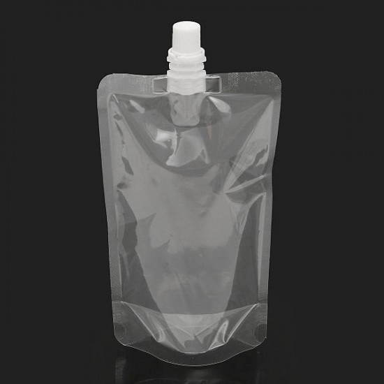 20Pcs Clear Spout Stand Up Liquid Flask Pouch Bag With Cap