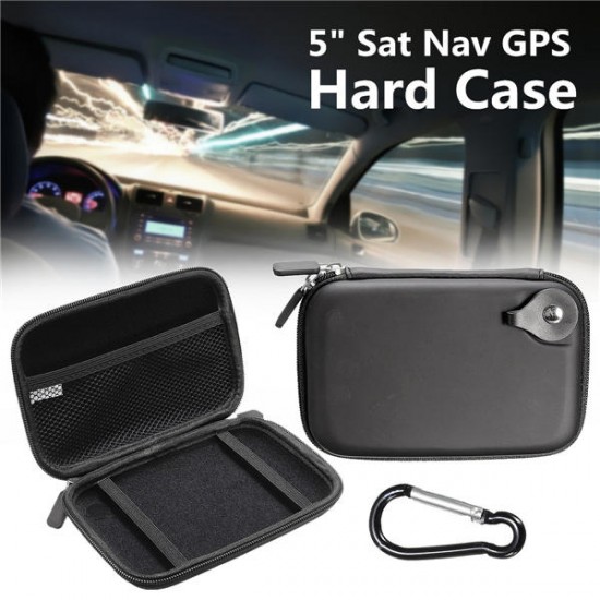 5 Inch Hard Shell Black EVA Sat Nav GPS Storage Case Cover Carry Bag