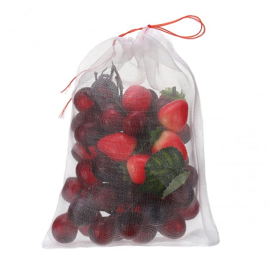 50Pcs 30×20cm Garden Plant Fruit Protect Drawstring Net Mesh Bag Anti Insect Bird