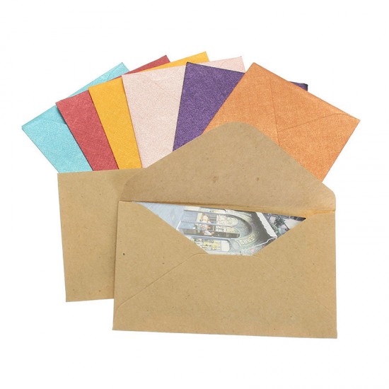 50Pcs Vintage Mini Colored Paper Envelopes for Package Gift Bank Card