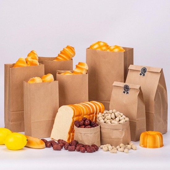 50Pcs/Set Kraft Paper Bags Vintage Supplies Baking Candy Wedding Bread Food Package Bag