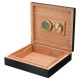 Black Cedar Wood Lined Cigar Storage Box Humidor Humidifier Case with Hygrometer