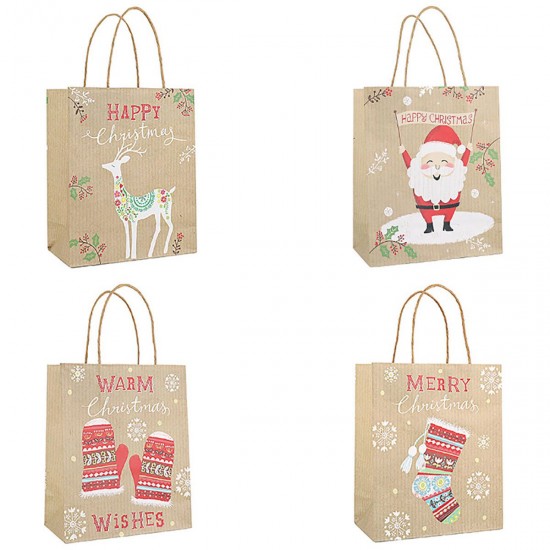 Christmas Kraft Paper Santa Gift Bag Candy Chocolate Cookies Bag Merry Christmas Decorations