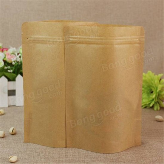 Kraft Paper Bags Aluminum Foil Packaging Stand Up With Zipper for Food Storage 130x185mm