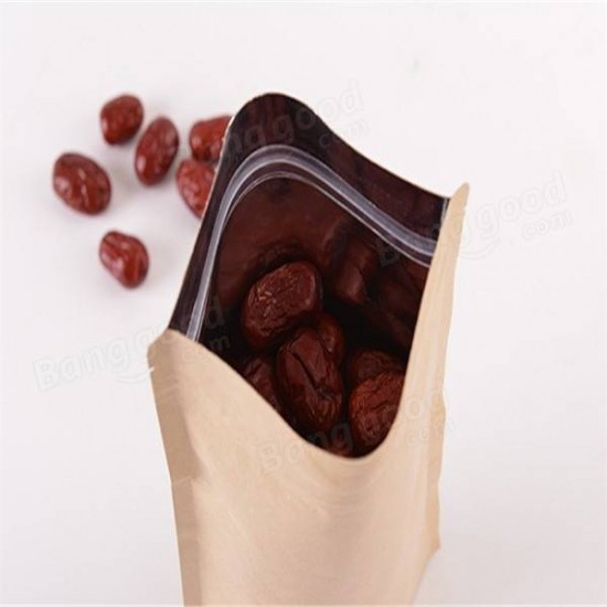 Kraft Paper Bags Aluminum Foil Packaging Stand Up With Zipper for Food Storage 130x185mm