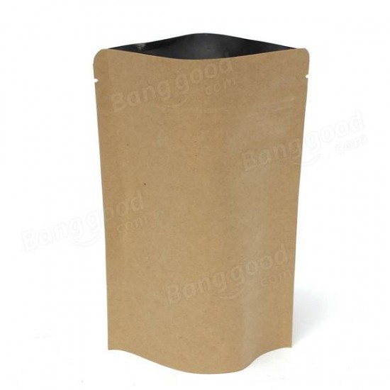 Kraft Paper Bags Aluminum Foil Packaging Stand Up With Zipper for Food Storage 130x185mm