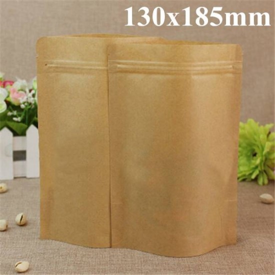 Kraft Paper Bags Aluminum Foil Packaging Stand Up With Zipper for Food Storage 130x185mm Kraft Paper Bags Aluminum Foil Packaging Stand Up With Zipper for Food Storage 130x185mm