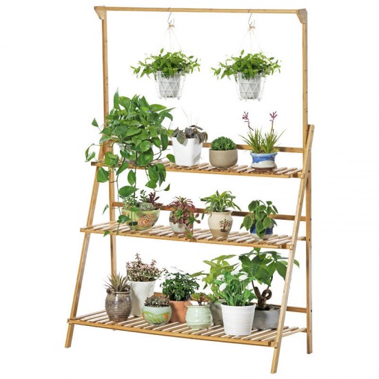 Plant Stand Flower Pot Display Multi-layer Shelf with Hanging Rod Plants Rack Holder Organizer Plant Stand Flower Pot Display Multi-layer Shelf with Hanging Rod Plants Rack Holder Organizer