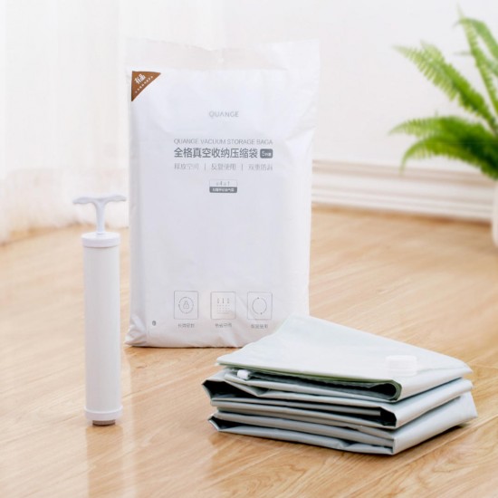 Quange Reusable Transparent Vacuum Bag Double Leak-proof Storage Bag Foldable Clothes Organizer Compressed from