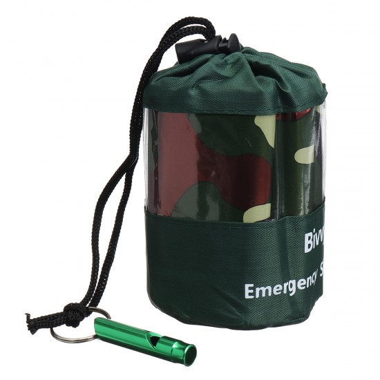 Ultralight Portable Emergency Sleeping Bag With Survival Whistle Outdoor