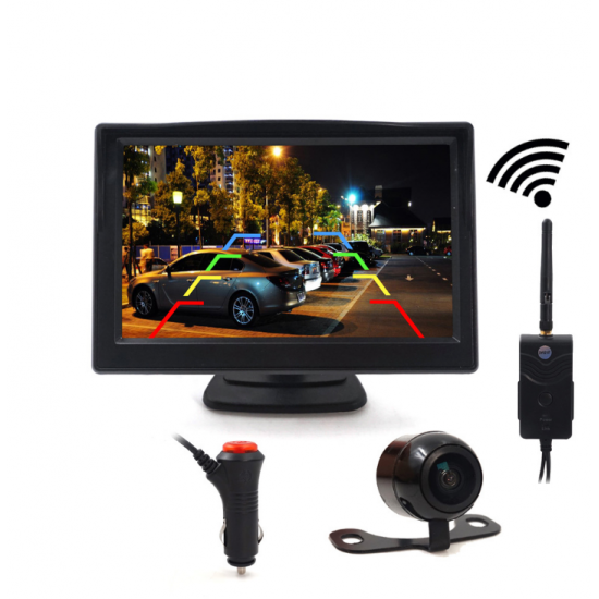 Car 5Inch Wireless Stand Alone Monitor With 16mm Wide Angle Camera Car 5Inch Wireless Stand Alone Monitor With 16mm Wide Angle Camera