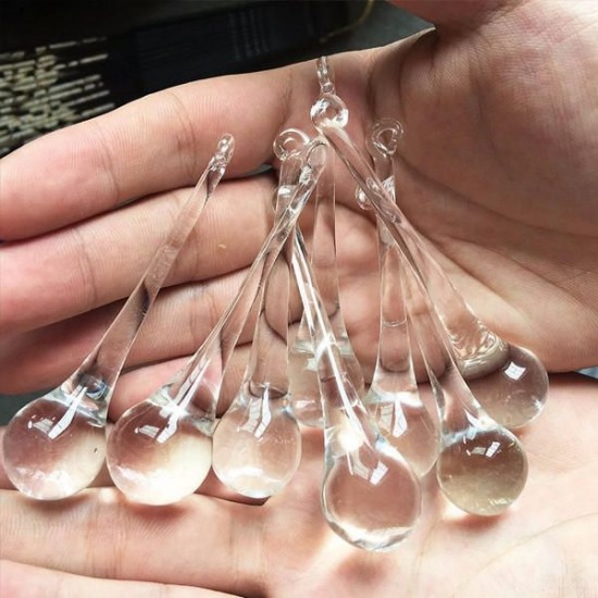 10pcs Clear Crystal Chandelier Light Lamp Parts Drops Prisms Pendants 80mm