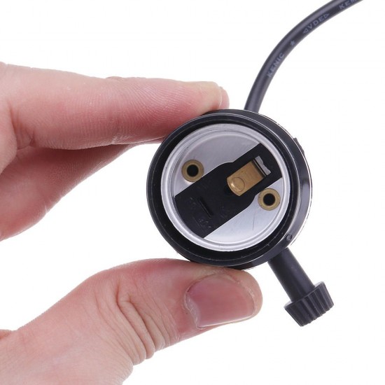 1.2M Wire E27 Pearl Black Lamp Holder Bulb Adapter with Switch for Pendant Light