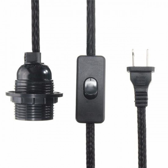 2.5M Cord E27/E26 Edison Pendant Light Holder Hanging Lamp Socket US Plug Adapter Switch