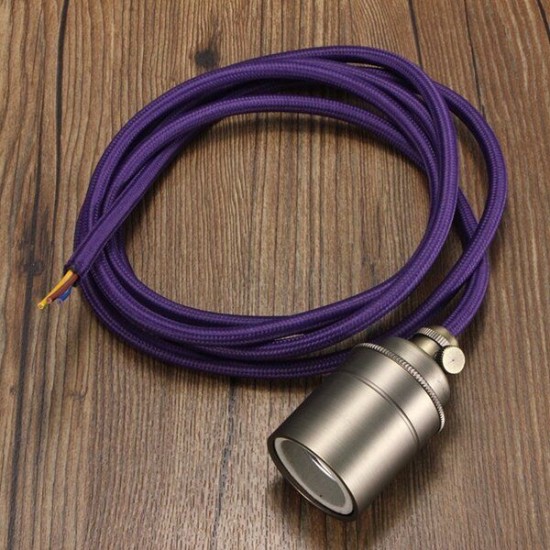 2M E27/E26 Vintage Fabric Cable Pendant Light Hanging Filament Lamp Bulb Holder Socket