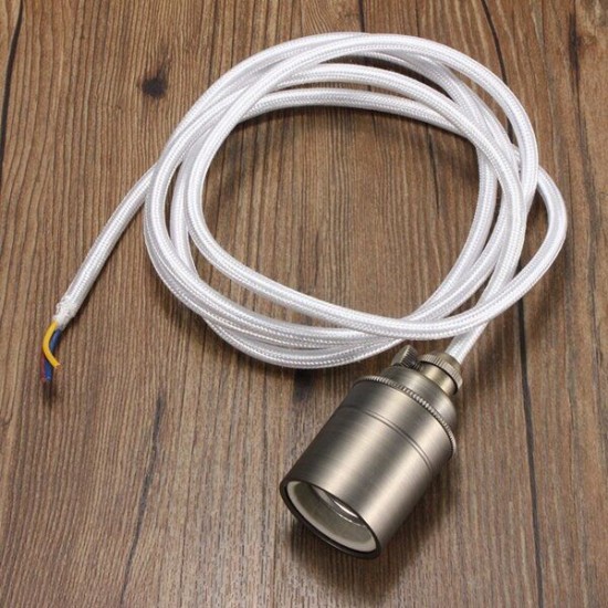 2M E27/E26 Vintage Fabric Cable Pendant Light Hanging Filament Lamp Bulb Holder Socket