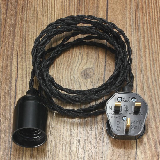 3M E27 Vintage Twisted Fabric Cable UK Plug In Pendant Lamp Light Bulb Holder Socket