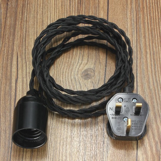 3M E27 Vintage Twisted Fabric Cable UK Plug In Pendant Lamp Light Bulb Holder Socket 3M E27 Vintage Twisted Fabric Cable UK Plug In Pendant Lamp Light Bulb Holder Socket