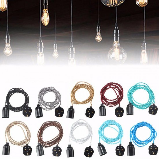 3M E27 Vintage Twisted Fabric Cable UK Plug In Pendant Lamp Light Bulb Holder Socket 3M E27 Vintage Twisted Fabric Cable UK Plug In Pendant Lamp Light Bulb Holder Socket
