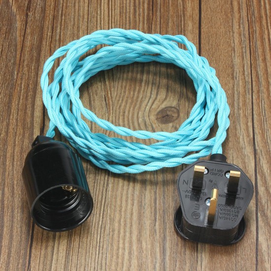 3M E27 Vintage Twisted Fabric Cable UK Plug In Pendant Lamp Light Bulb Holder Socket 3M E27 Vintage Twisted Fabric Cable UK Plug In Pendant Lamp Light Bulb Holder Socket