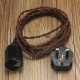 3M E27 Vintage Twisted Fabric Cable UK Plug In Pendant Lamp Light Bulb Holder Socket 3M E27 Vintage Twisted Fabric Cable UK Plug In Pendant Lamp Light Bulb Holder Socket