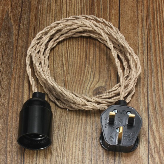 3M E27 Vintage Twisted Fabric Cable UK Plug In Pendant Lamp Light Bulb Holder Socket 3M E27 Vintage Twisted Fabric Cable UK Plug In Pendant Lamp Light Bulb Holder Socket