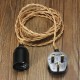 3M E27 Vintage Twisted Fabric Cable UK Plug In Pendant Lamp Light Bulb Holder Socket 3M E27 Vintage Twisted Fabric Cable UK Plug In Pendant Lamp Light Bulb Holder Socket