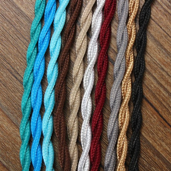 3M Vintage 2 Core Twist Braided Fabric Cable Wire Electric Lighting Cord